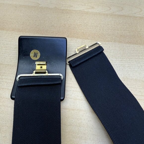 Elastic Black Womens Belt Stretch Fashion With Decorative Buckle Medium Size - Picture 2 of 4